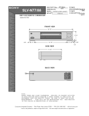 Sony SLV-N77 Dimensions Diagram