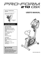 ProForm 210 Csx Instruction Manual