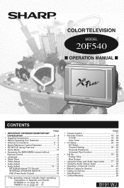 Sharp 20F540 20F540 Operation Manual