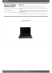 Toshiba X770 PSBY5A-00X01D Detailed Specs for Qosmio X770 PSBY5A-00X01D AU/NZ; English