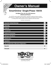 Tripp Lite SU10KRT3U Owner's Manual for SmartOnline Single-Phase 10kVA UPS 932982