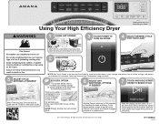 Amana NED5800HW Quick Reference Manual