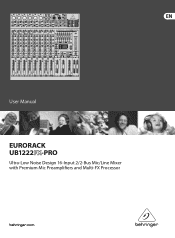 Behringer EURORACK UB1222FX-PRO Manual