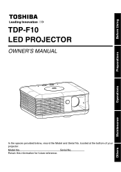 Toshiba TDP-F10U Owners Manual