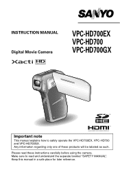 Sanyo VPC-HD700BR Instruction Manual, VPC-HD700EX