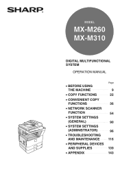 Sharp MX-M260 MX-M260 | MX-M310 Operation Manual