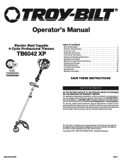 Troy-Bilt TB6042 XP Operation Manual