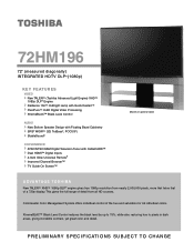 Toshiba 72HM196 Printable Spec Sheet