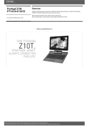 Toshiba Portege Z10t PT141A-01301E Detailed Specs for Portege Z10t PT141A-01301E AU/NZ; English