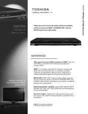Toshiba SDK990 Printable Spec Sheet
