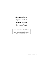 Acer M1640 Service Guide for Aspire M1640 / M3640 / M5640