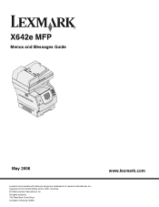 Lexmark 22G0664 Menus and Messages