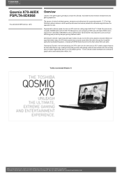 Toshiba Qosmio PSPLTA Detailed Specs for Qosmio X70 PSPLTA-0DX068 AU/NZ; English