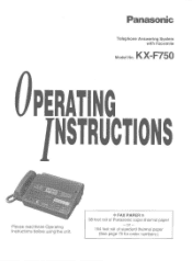 Panasonic KXF750 KXF750 User Guide