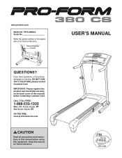 ProForm 380 Cs Treadmill English Manual