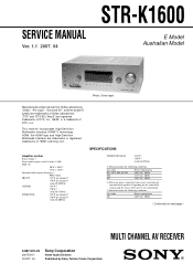 Sony STR-K1600 Service Manual