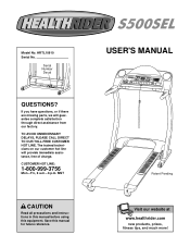 HealthRider S 500 Sel Treadmill English Manual