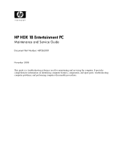 HP HDX X18-1101TX HP HDX 18 Entertainment PC - Maintenance and Service Guide
