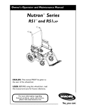 Invacare R51 Owners Manual