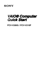 Sony PCV-V200G Quick Start Guide