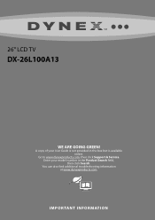 Dynex DX-26L100A13 Important Information (English)