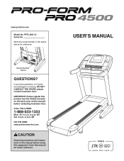 ProForm Pro 4500 Treadmill English Manual