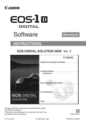 Canon EOS-1D Software Instructions EOS DIGITAL SOLUTION DISK Ver.3 for Macintosh