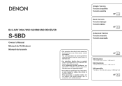 Denon S-5BD Owners Manual - English