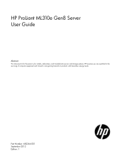 HP ProLiant ML310e HP ProLiant ML310e Gen8 Server User Guide