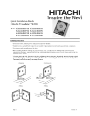 Hitachi 7K200 Quick Installation Guide