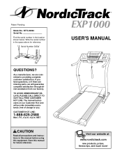 NordicTrack Exp1000 Treadmill English Manual