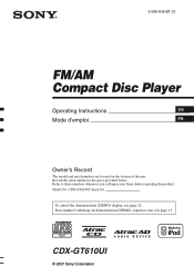 Sony CDX-GT610UI Instruction Manual