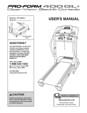ProForm 400 Gl Treadmill English Manual