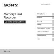 Sony ICD-LX30 Operating Instructions