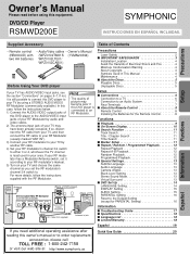 Symphonic RSMWD200E Owner's Manual
