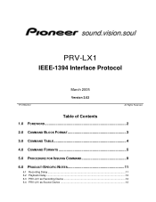 Pioneer PRV-LX1 PRV-LX1 IEEE-1394 Command Protocol Manual