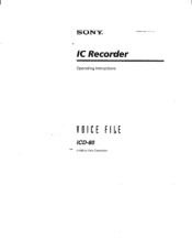 Sony ICD-80 Operating Instructions