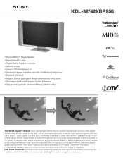 Sony KDL-32XBR950 Marketing Specifications