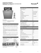 Thermador DWHD650WFP Product Spec Sheet