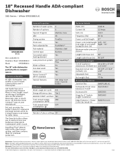 Bosch SPE53B52UC Product Spec Sheet