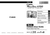 Canon A700 PowerShot A700 Manuals Camera User Guide Basic