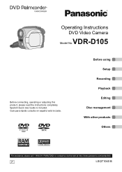 Panasonic VDR-D105 Dvd Movie Camera-english/ Spanish