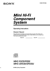 Sony MHC-RXD5 Operating Instructions