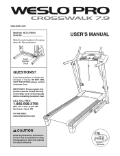 Weslo Pro Crosswalk 7.9 Treadmill English Manual