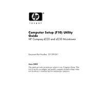 HP d220 Computer Setup (F10) Utility Guide