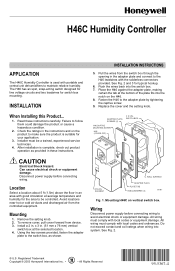 Honeywell H46E1013 Installation Instructions