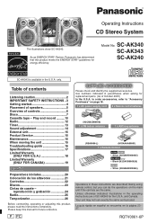 Panasonic SC-AK240S SAAK240 User Guide