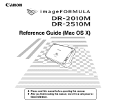 Canon imageFORMULA DR-2510M Workgroup Scanner Reference Guide