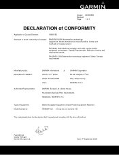 Garmin GPSMAP 741xs Declaration of Conformity
