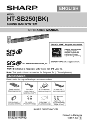Sharp HT-SB250 HT-SB250 Operation Manual